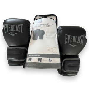 Everlast Powerlock Training Boxing Sparring‎ Mitt Gloves with case 14 oz - Black